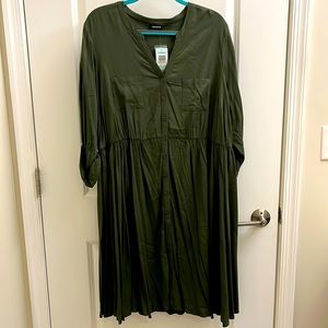 NWT Torrid Olive Challis Button-front Dress (Size 2X)